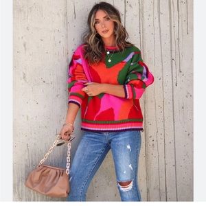 NWT Vici - Girl From Rio Printed Knit Pullover Sweater